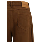 Brown Cotton Casual Pants