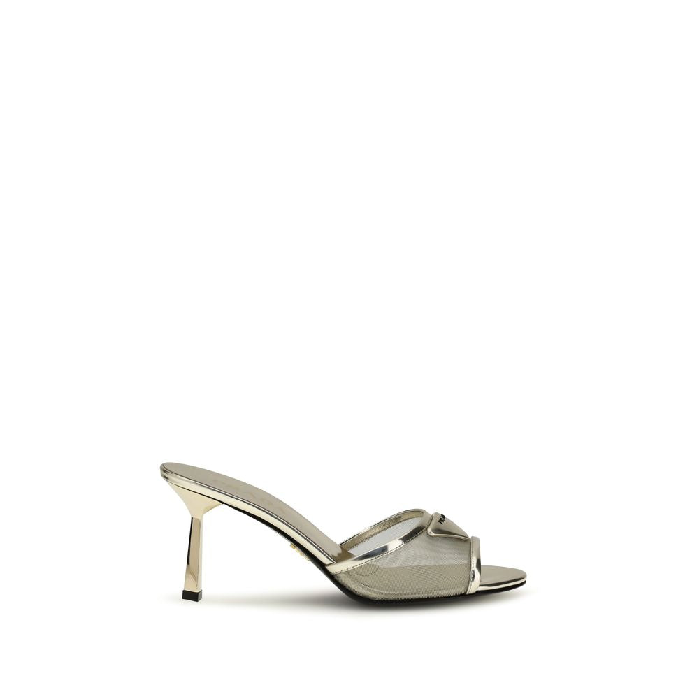 Calfskin Triangular Logo Stiletto Sandals