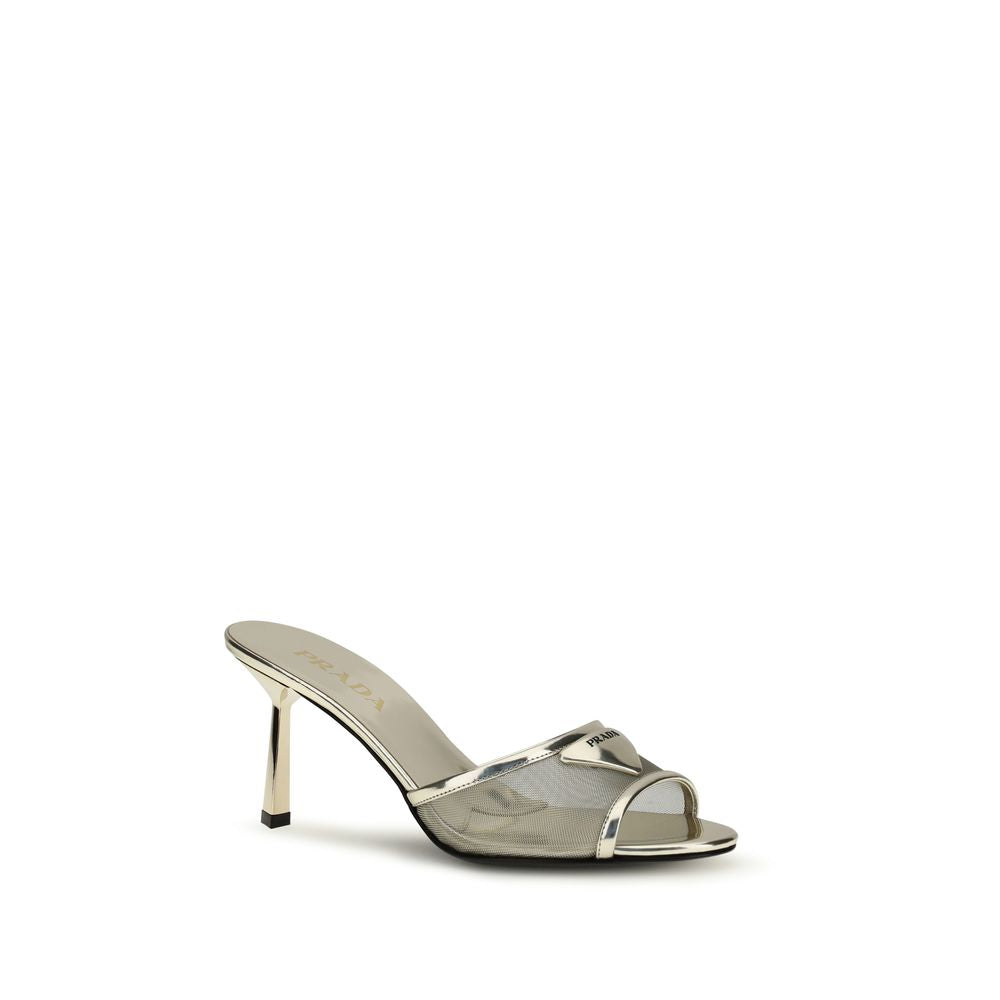 Calfskin Triangular Logo Stiletto Sandals