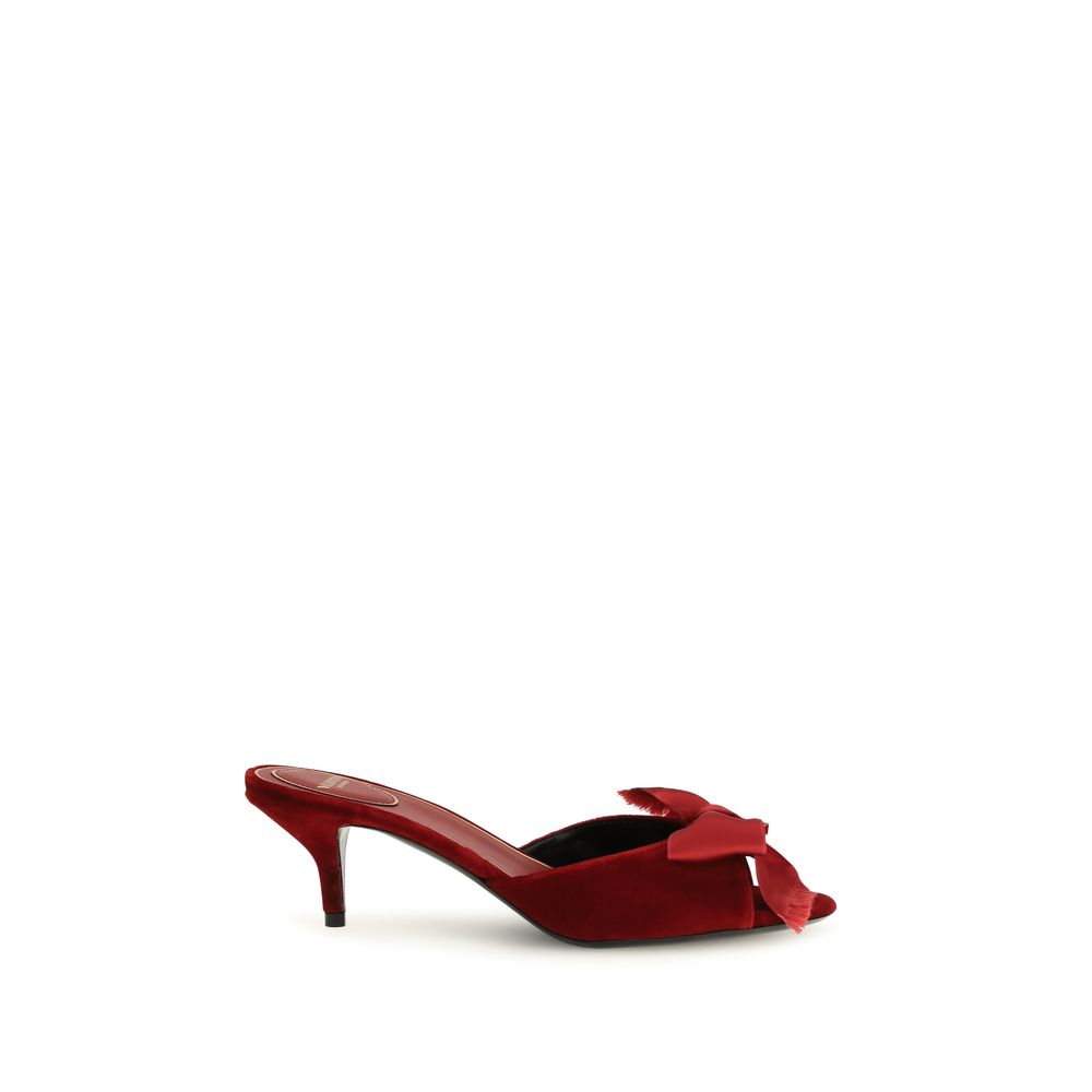 Marie Velvet and Satin Bow Slide Sandals