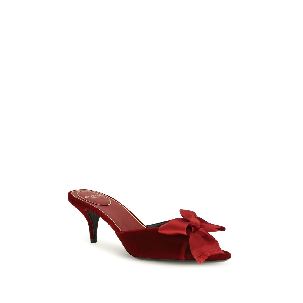 Marie Velvet and Satin Bow Slide Sandals