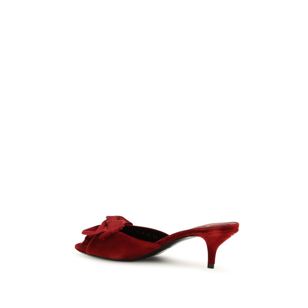 Marie Velvet and Satin Bow Slide Sandals