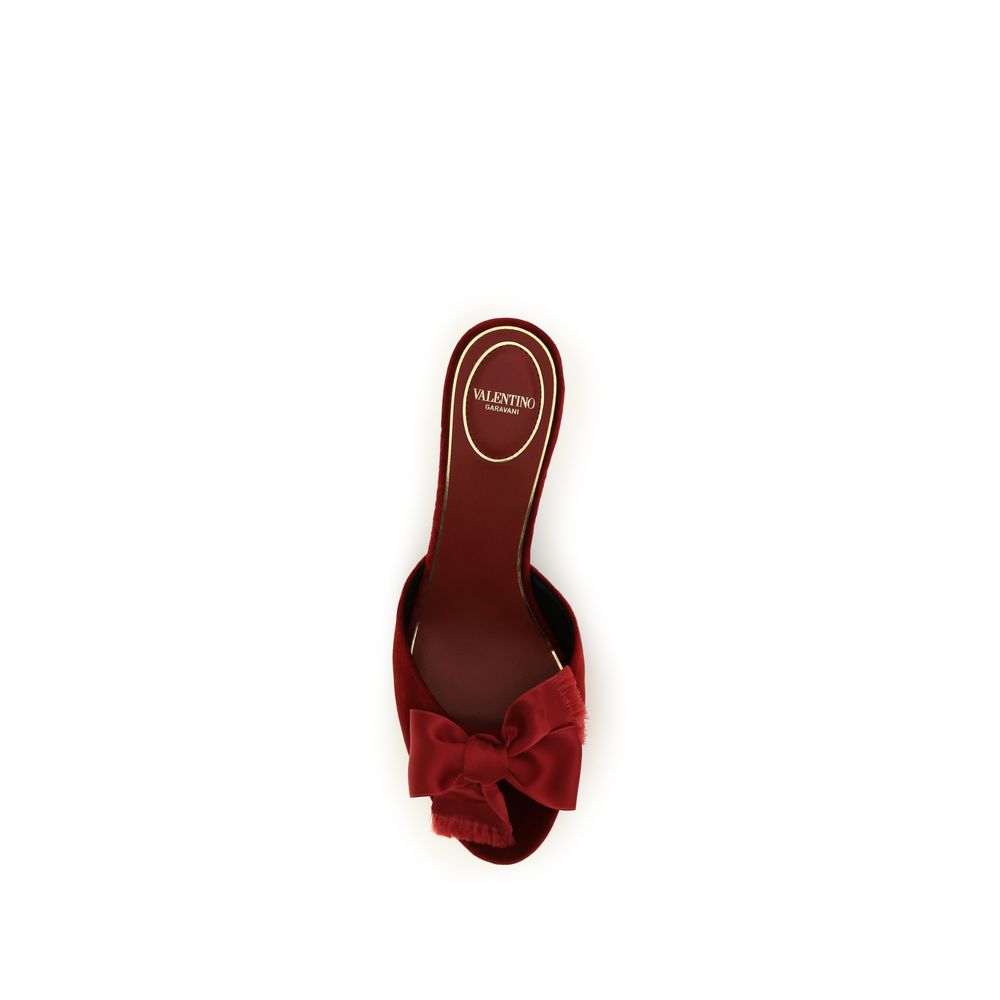 Marie Velvet and Satin Bow Slide Sandals