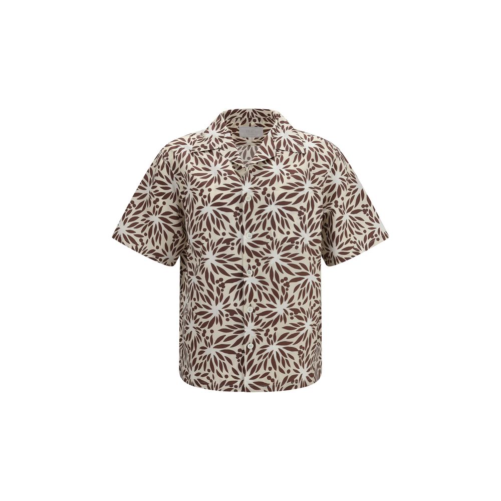 Cyclamen Print Oversized Cotton Bowling Shirt