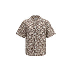 Cyclamen Print Oversized Cotton Bowling Shirt