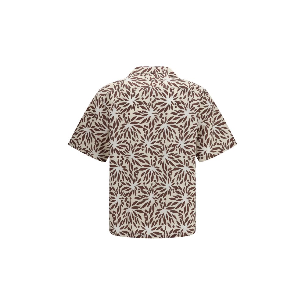 Cyclamen Print Oversized Cotton Bowling Shirt