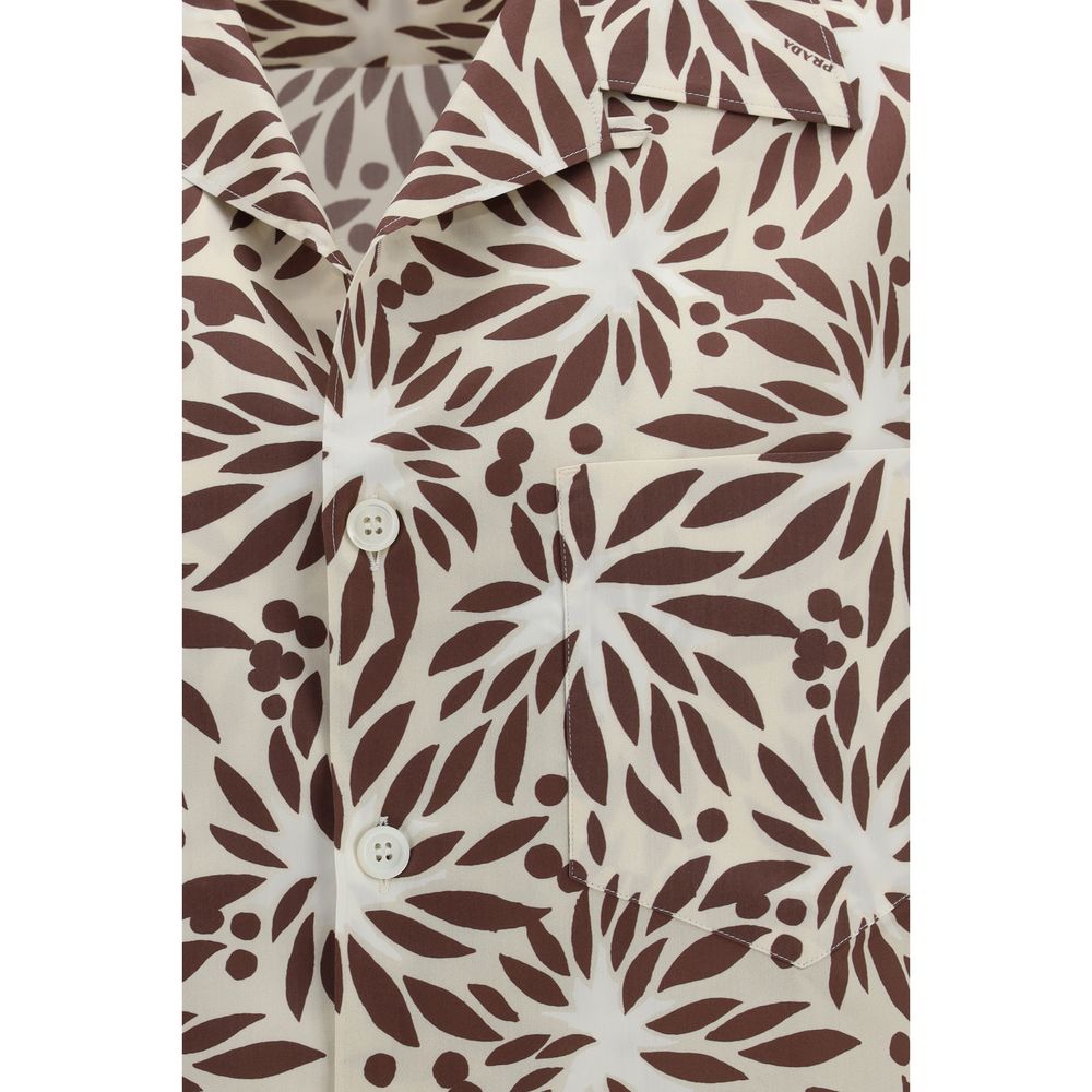 Cyclamen Print Oversized Cotton Bowling Shirt