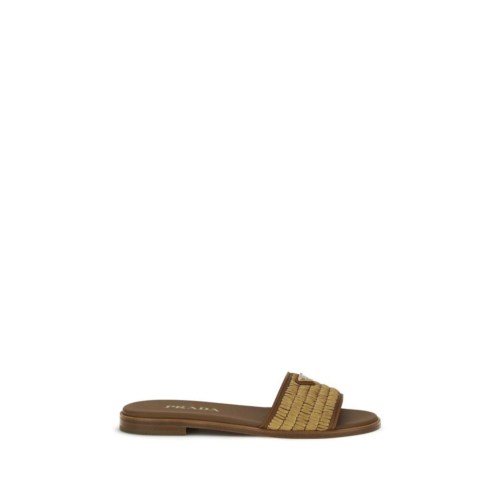 Raffia Logo-Plaque Slippers