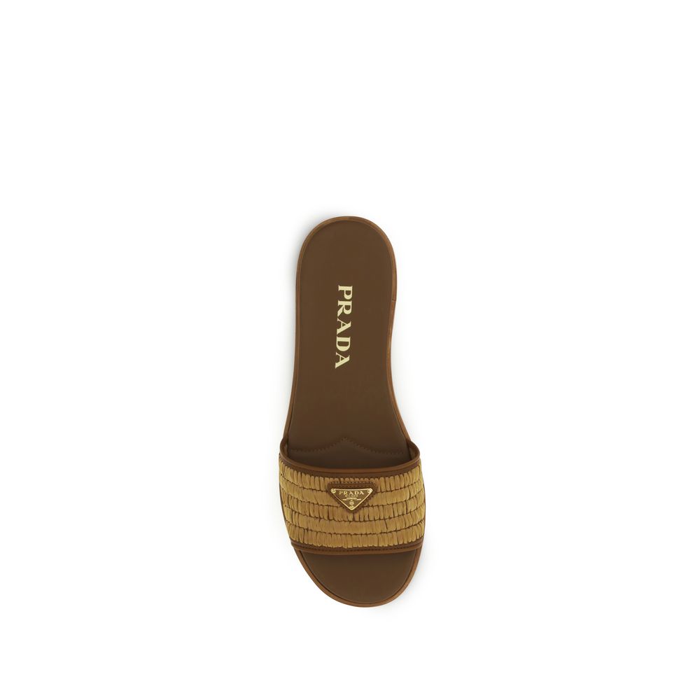 Raffia Logo-Plaque Slippers