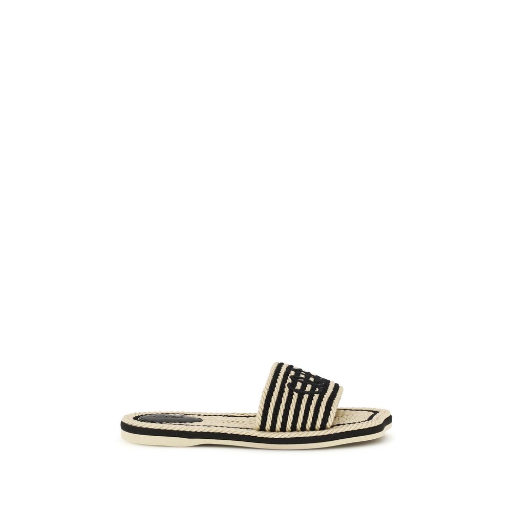 Two-Tone Raffia Woody Mules