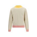 Beige Cotton And Silk Sweatshirt With Ff Jacquard
