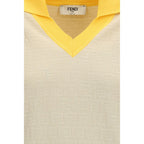 Beige Cotton And Silk Sweatshirt With Ff Jacquard