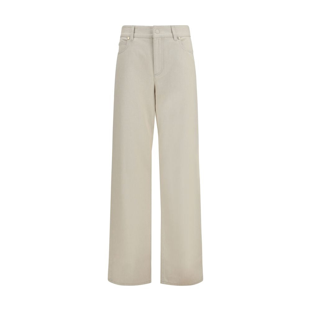 Beige Denim FF Reverse Straight-Leg Jeans