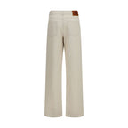 Beige Denim FF Reverse Straight-Leg Jeans