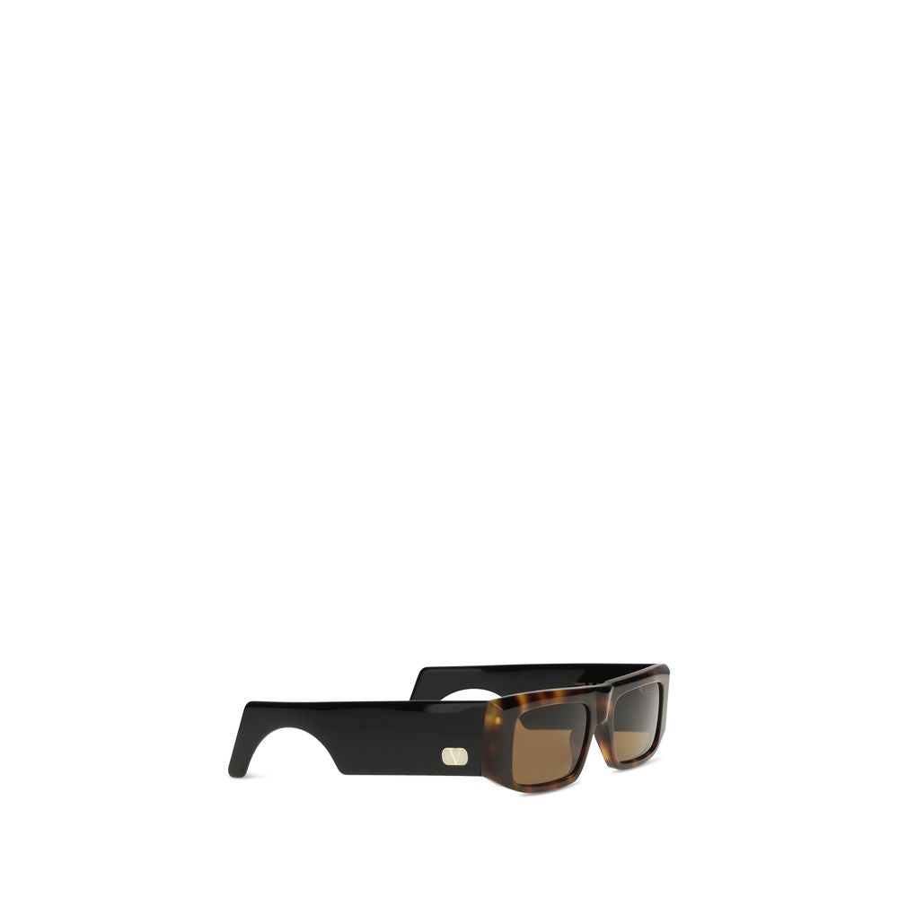 Brown Acetate Shield-Style Sunglasses