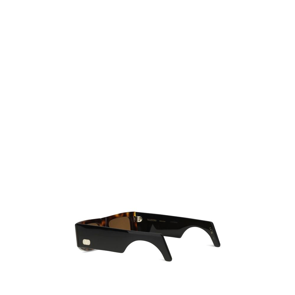 Brown Acetate Shield-Style Sunglasses