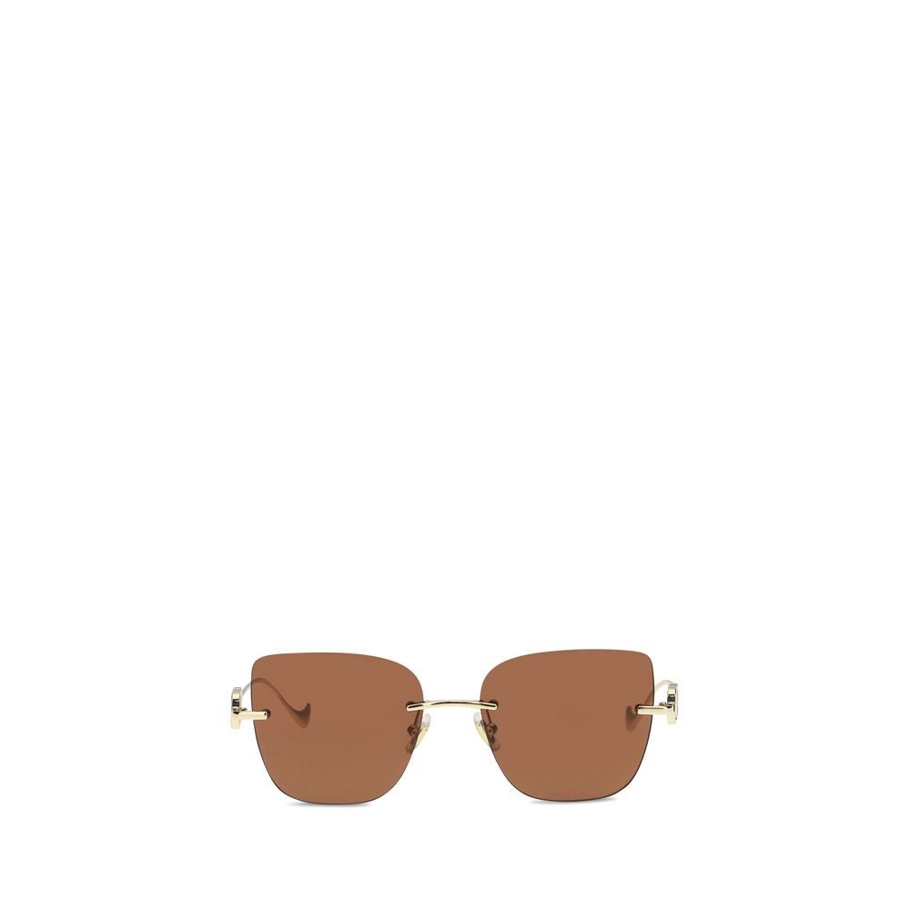 Brown Geometric  Metal Sunglasses
