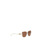 Brown Geometric  Metal Sunglasses