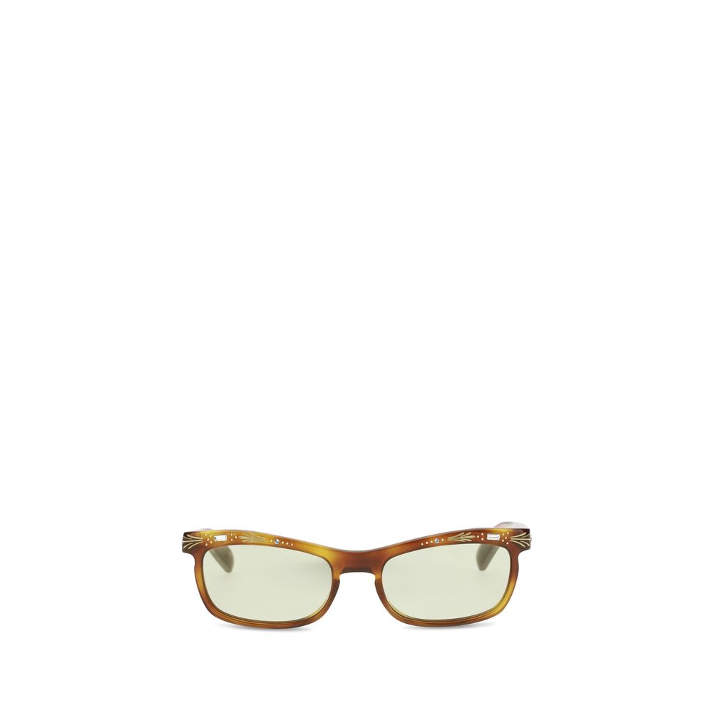 Brown Acetate Rectangular Cat-Eye Sunglasses