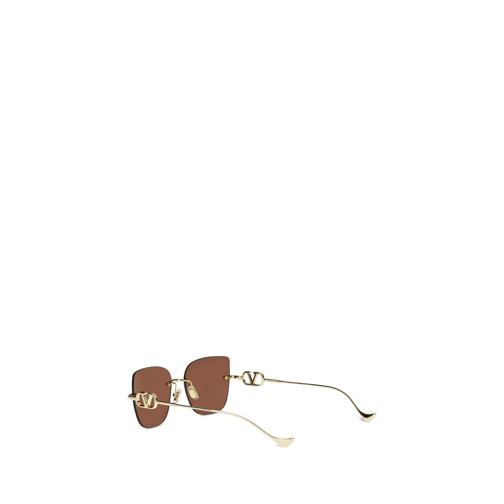 Brown Geometric  Metal Sunglasses
