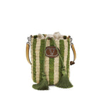 Small Striped Raffia Bucket Bag