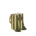 Small Striped Raffia Bucket Bag
