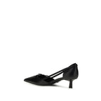 Bow-Detail Calfskin Kitten Heel Pumps