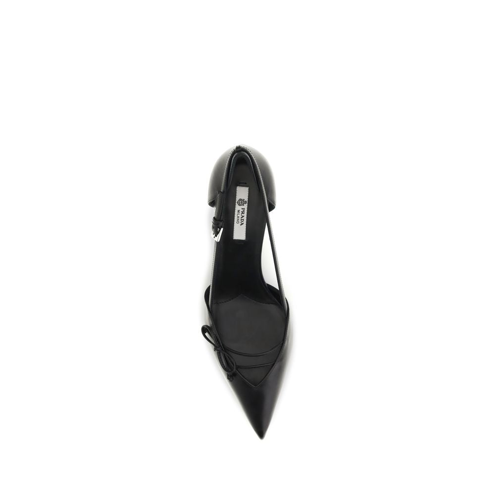 Bow-Detail Calfskin Kitten Heel Pumps
