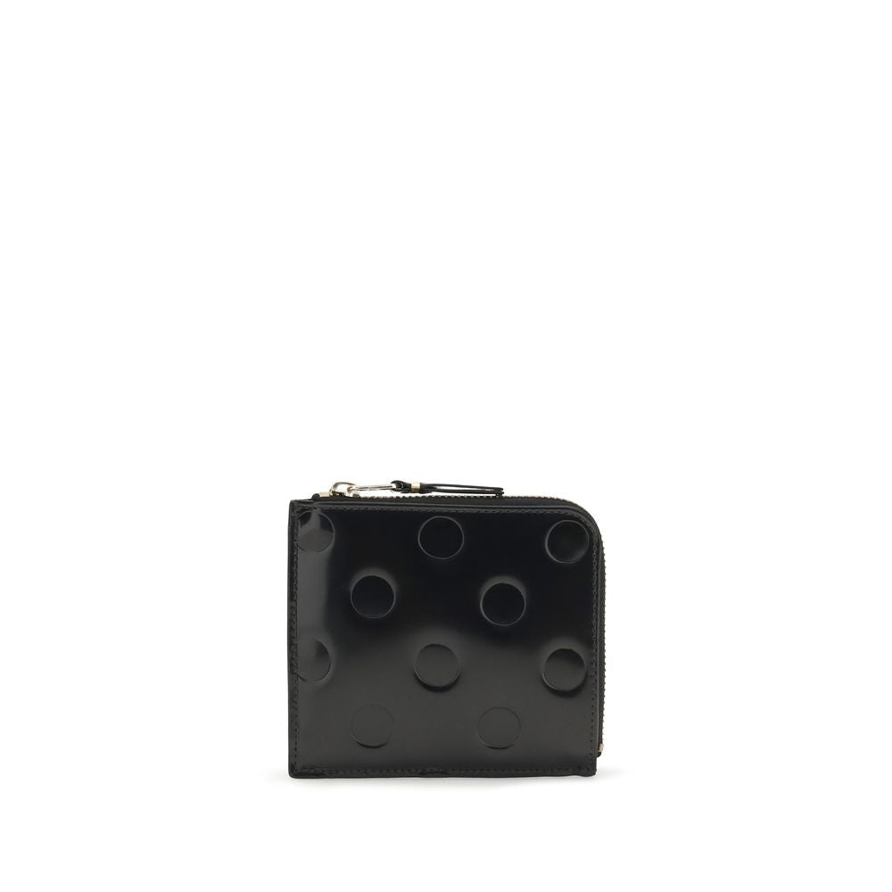 Embossed Polka-Dot Leather Zip Wallet