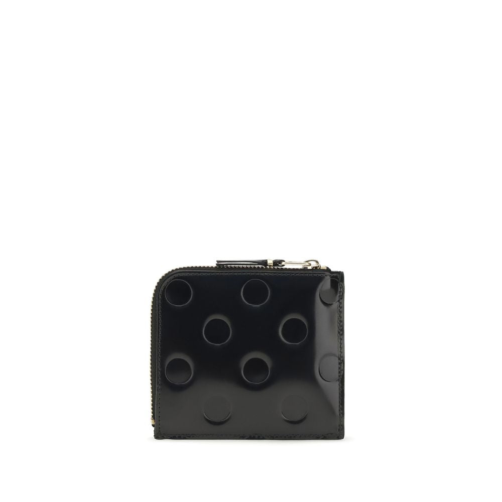 Embossed Polka-Dot Leather Zip Wallet