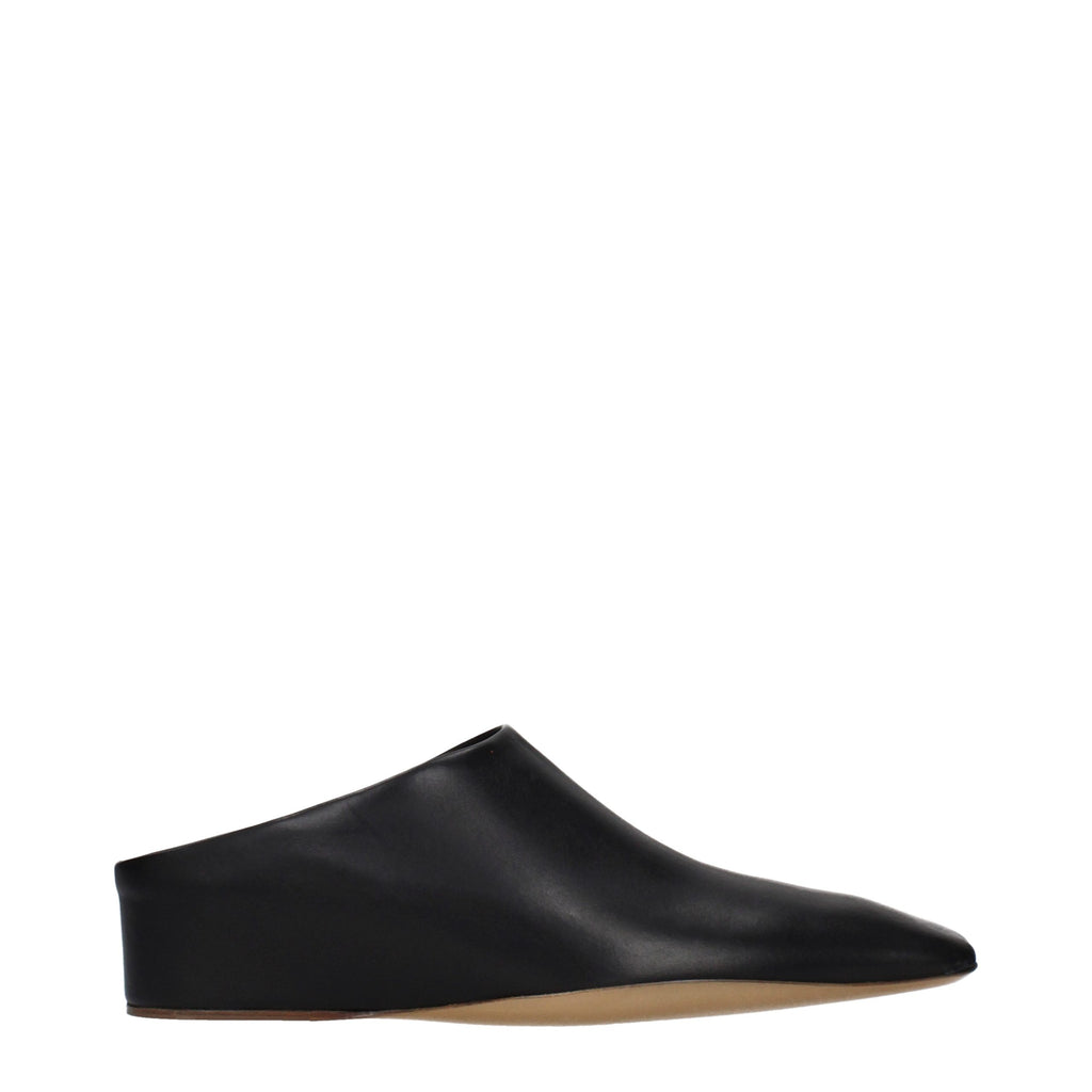 Black Leather Slippers
