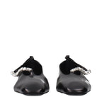 Black Grained Leather Ballet Flats