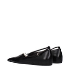 Black Grained Leather Ballet Flats