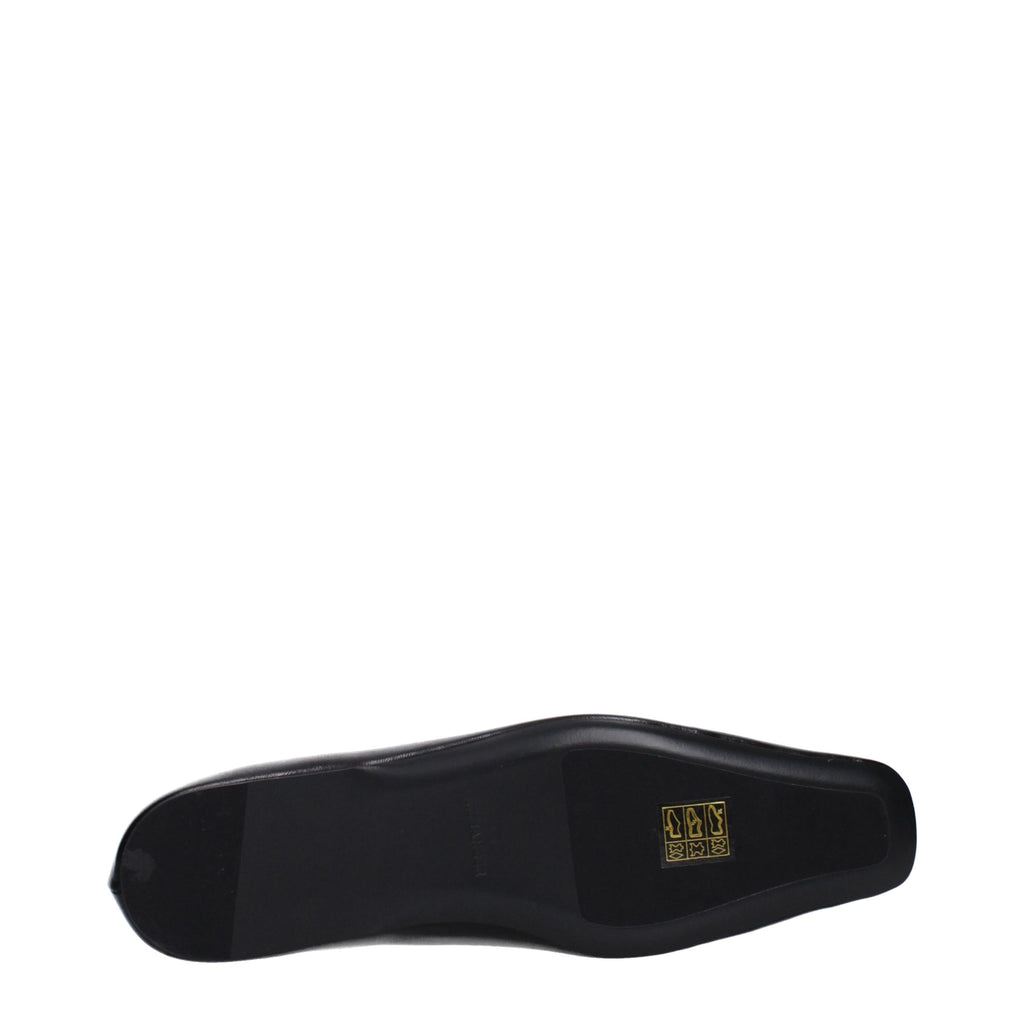 Black Grained Leather Ballet Flats