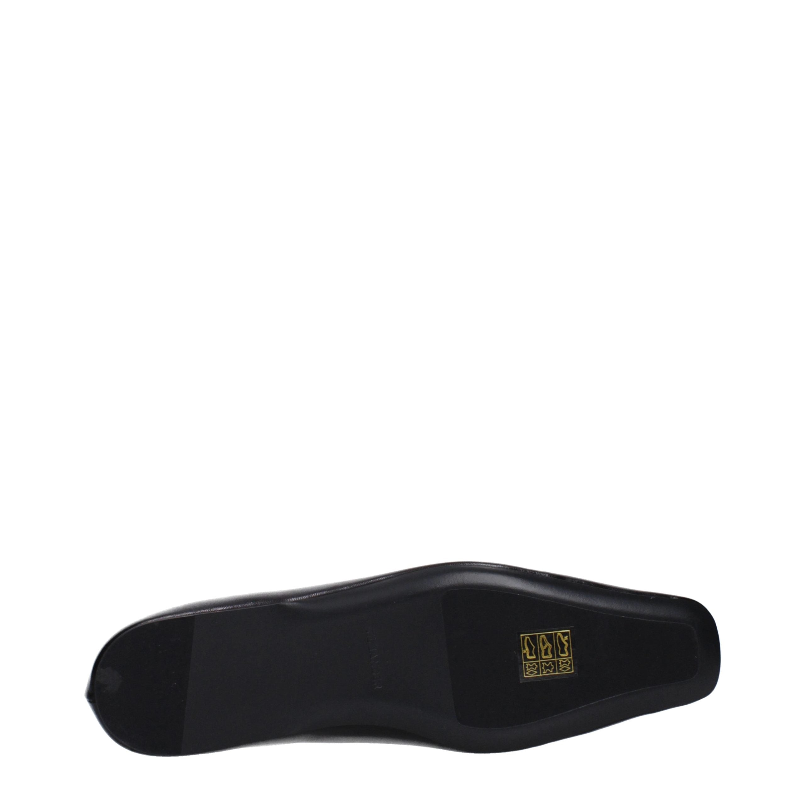 Black Grained Leather Ballet Flats