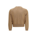Beige Cotton and Wool Lona Cropped Cardigan