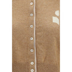 Beige Cotton and Wool Lona Cropped Cardigan