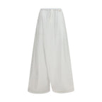 White Cotton Wide-Leg Pants