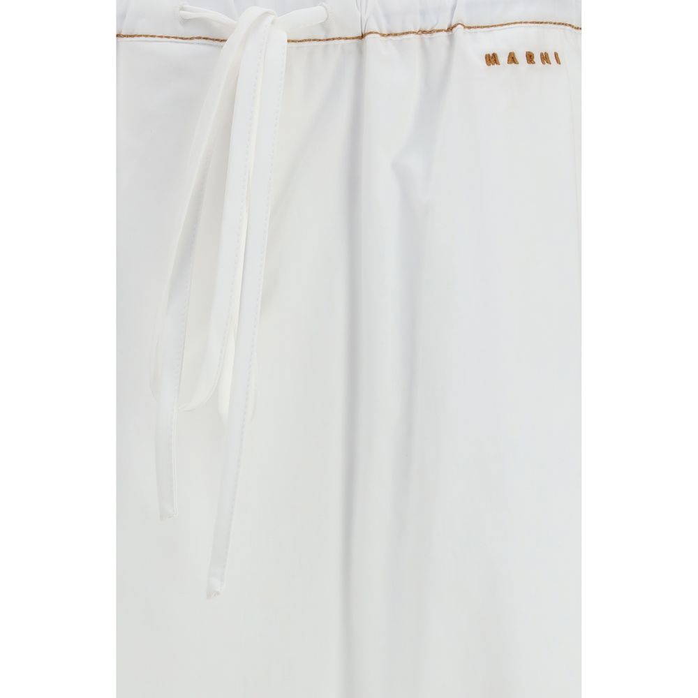 White Cotton Wide-Leg Pants