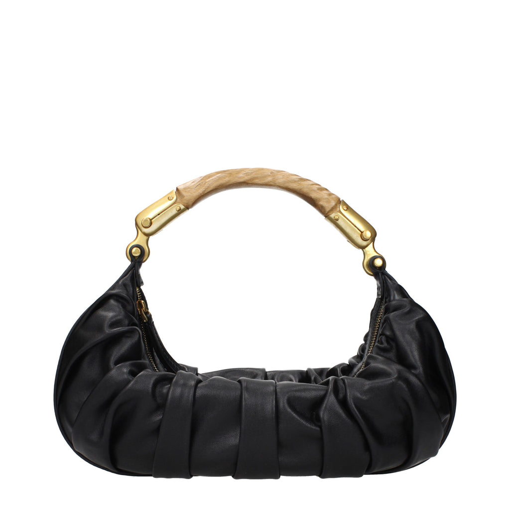 Aged Black Leather Handbag