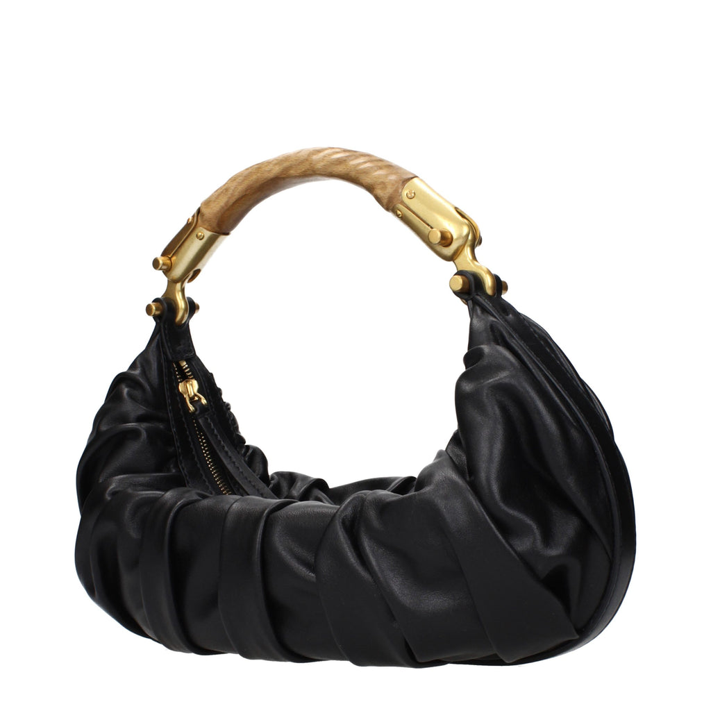 Aged Black Leather Handbag