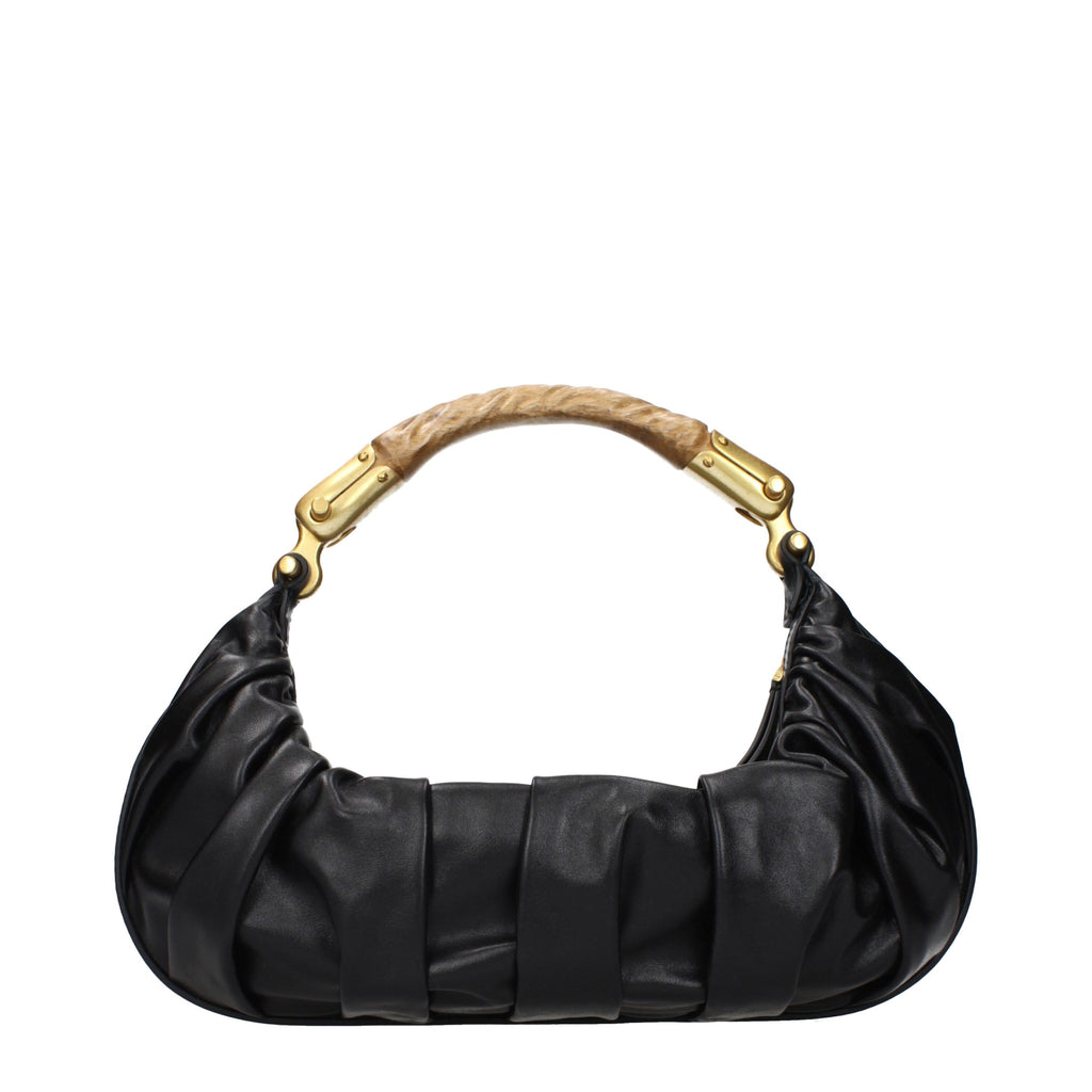 Aged Black Leather Handbag