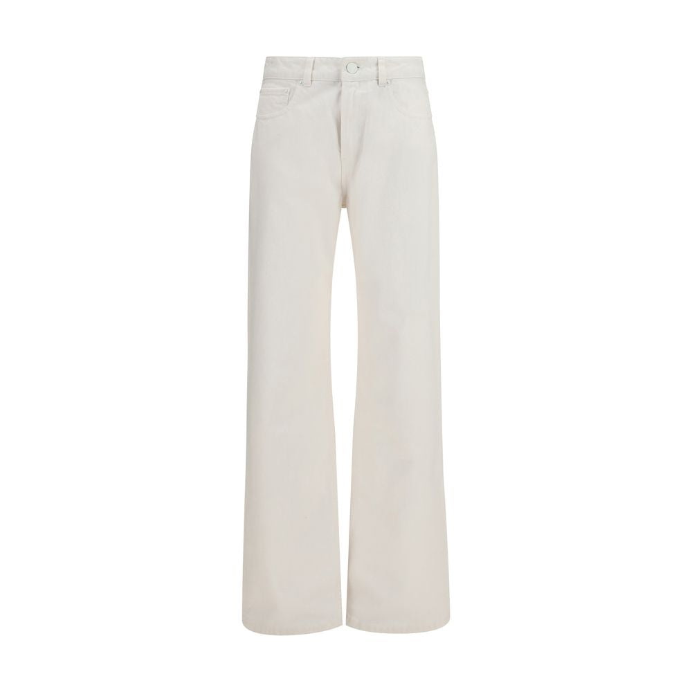 White Cotton Regular Straight-Leg Jeans