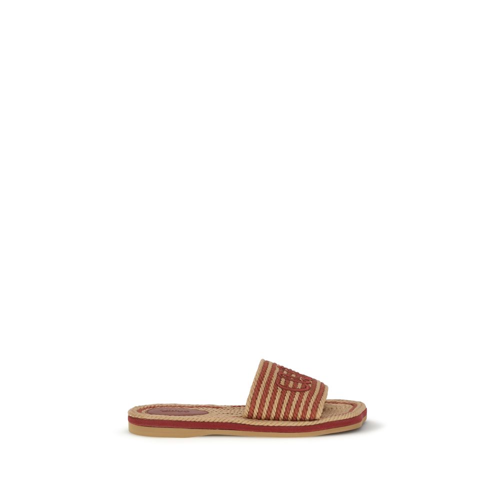 Brown Raffia Wavy Sole Sandals