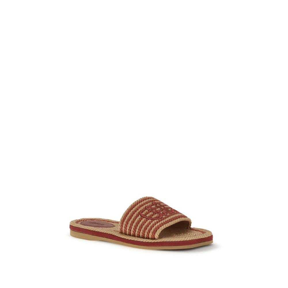 Brown Raffia Wavy Sole Sandals