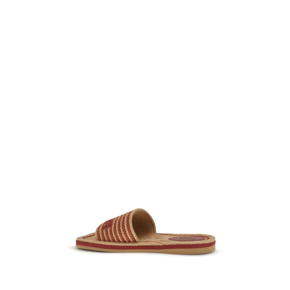 Brown Raffia Wavy Sole Sandals