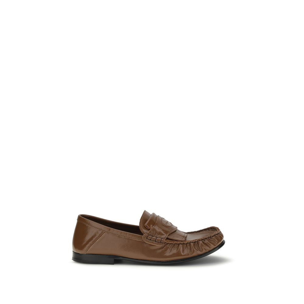 Brown Lamb Leather Slip-On Loafers