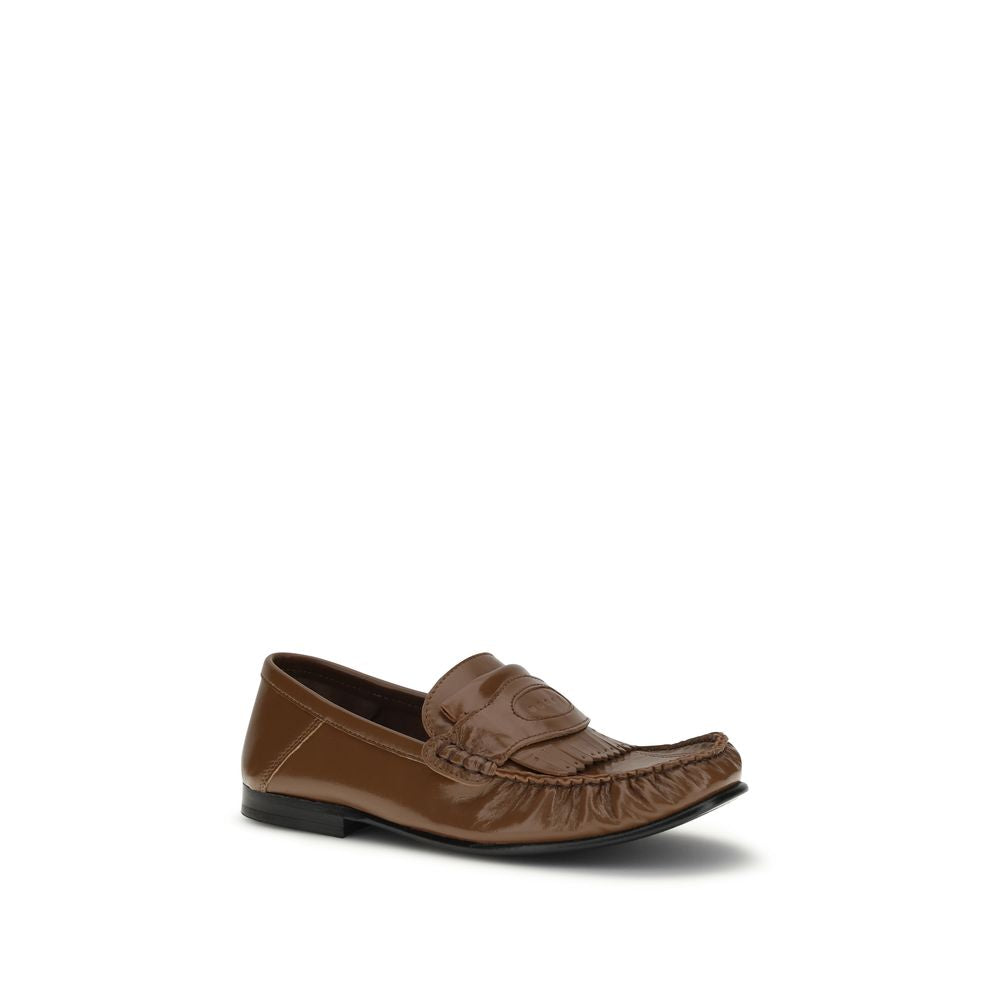 Brown Lamb Leather Slip-On Loafers