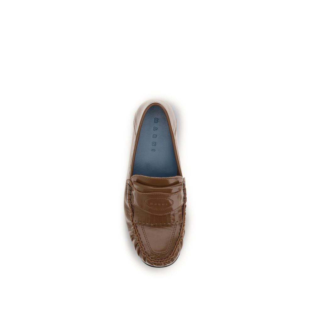Brown Lamb Leather Slip-On Loafers