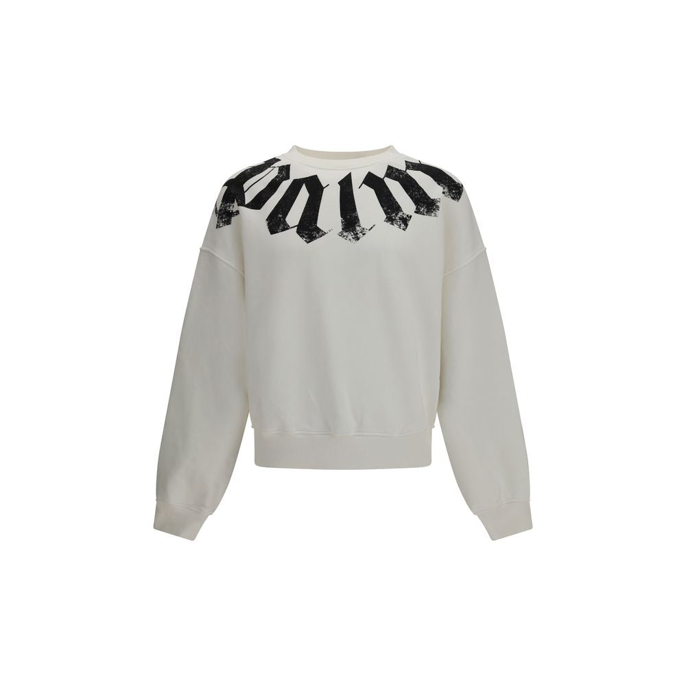 White Cotton Big Neck Logo Sweatshirt